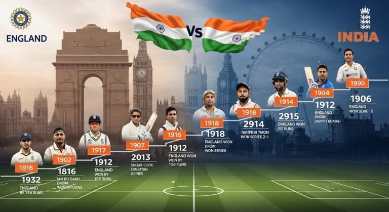 India National Cricket Team vs England Cricket Team Timeline