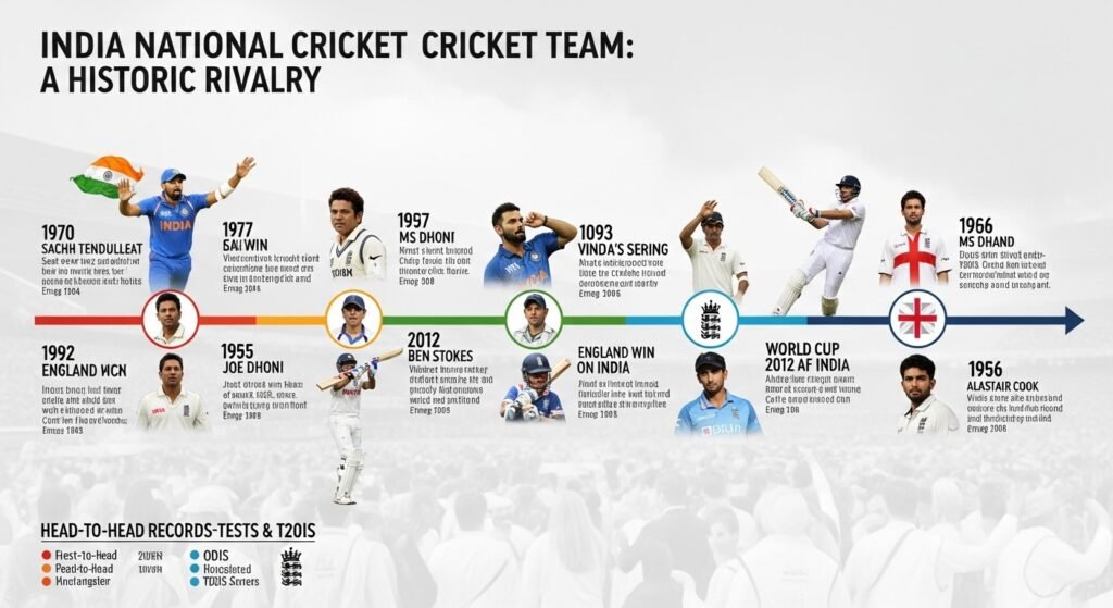 India National Cricket Team vs England Cricket Team Timeline